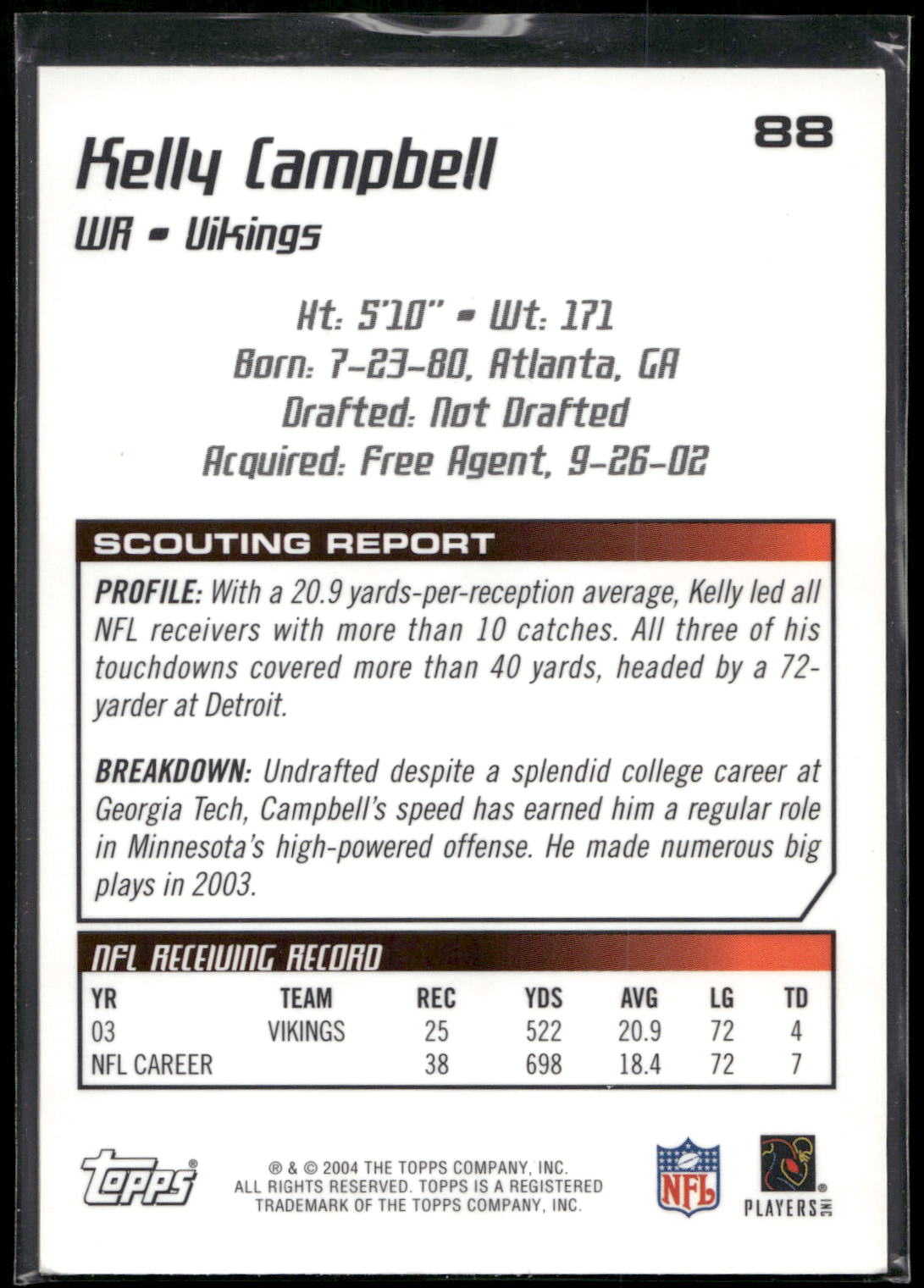 2004 Topps Draft Picks & Prospects #88 Kelly Campbell Chrome