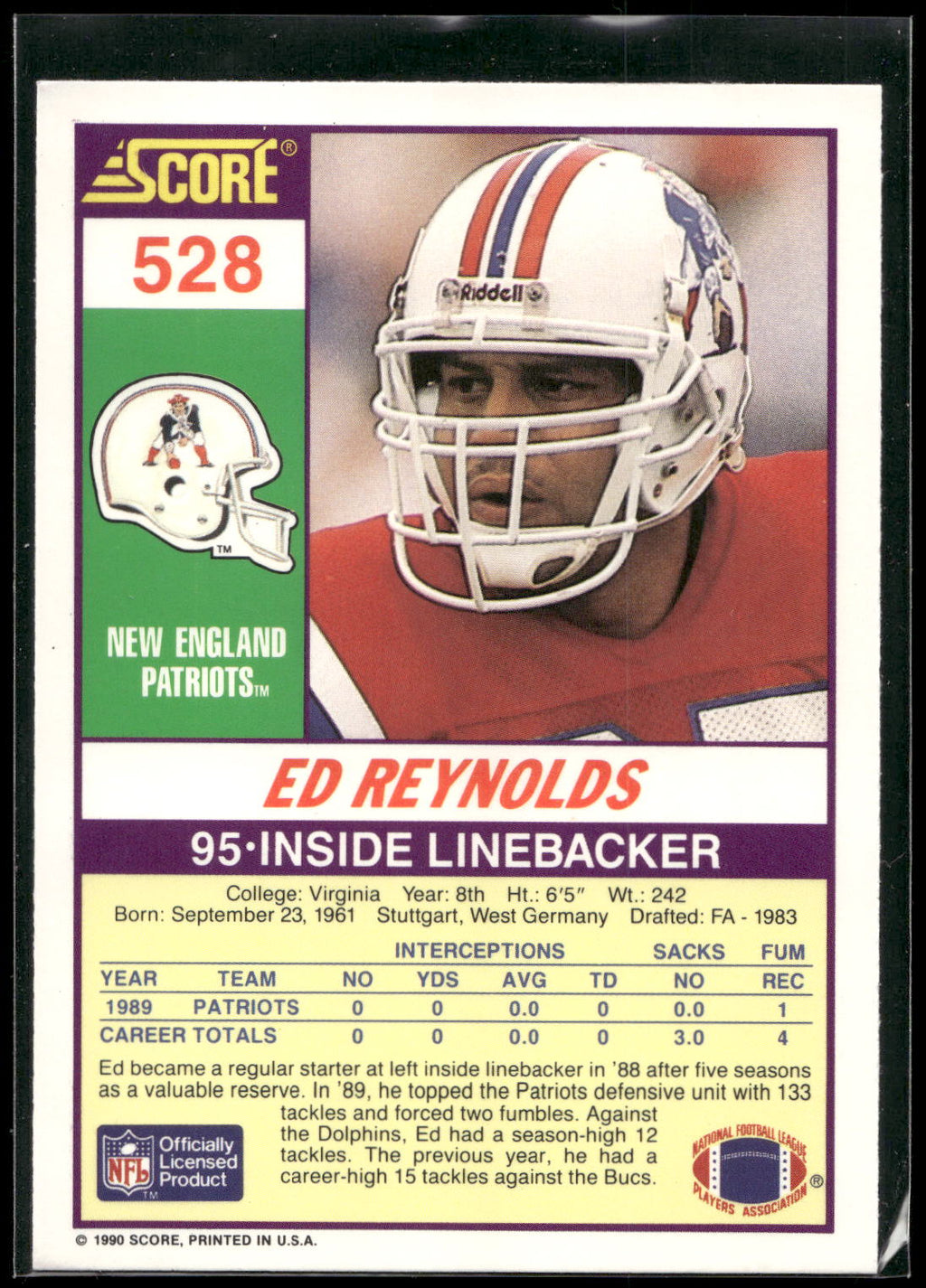 1990 Score #528 Ed Reynolds