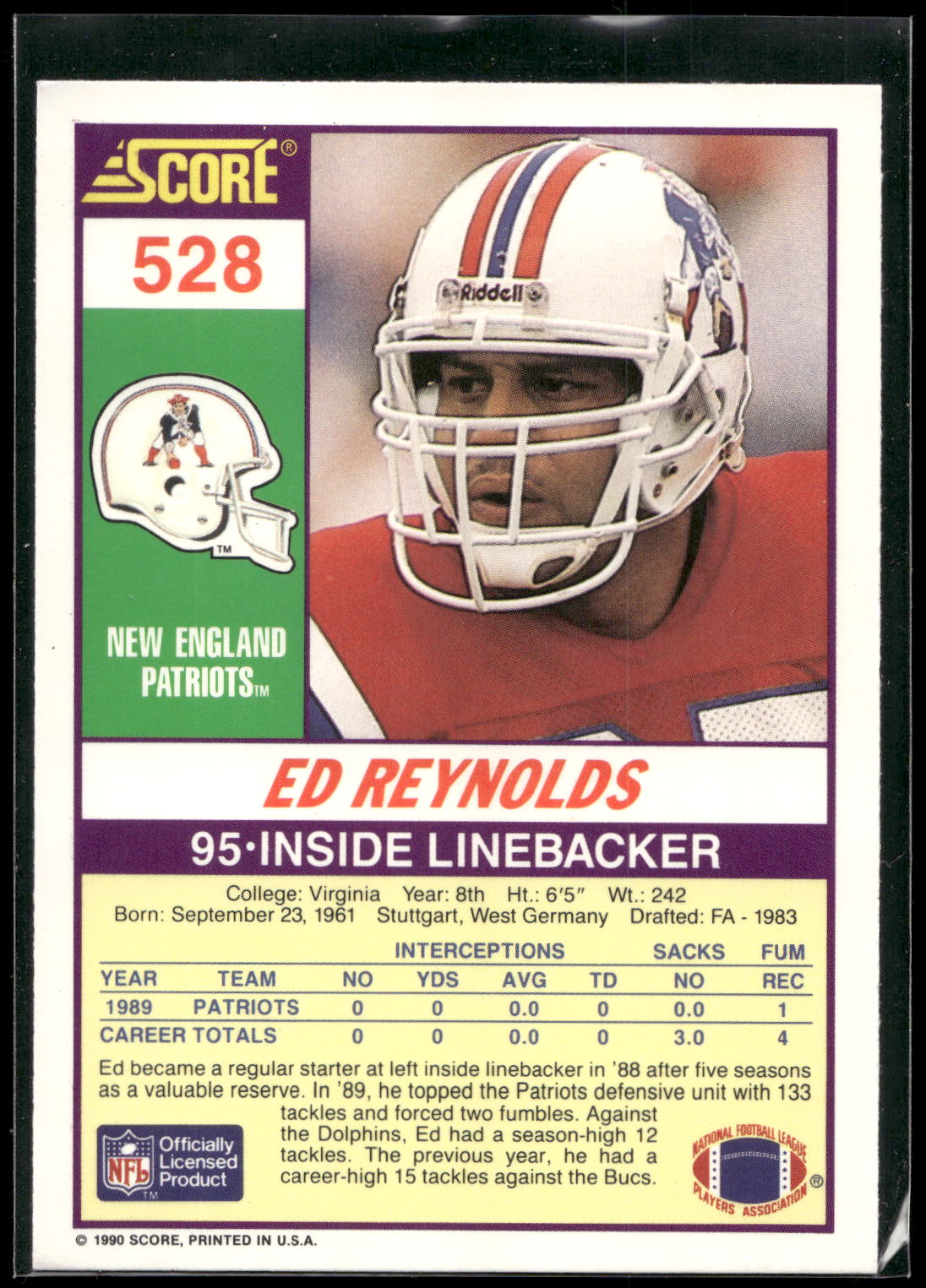 1990 Score #528 Ed Reynolds