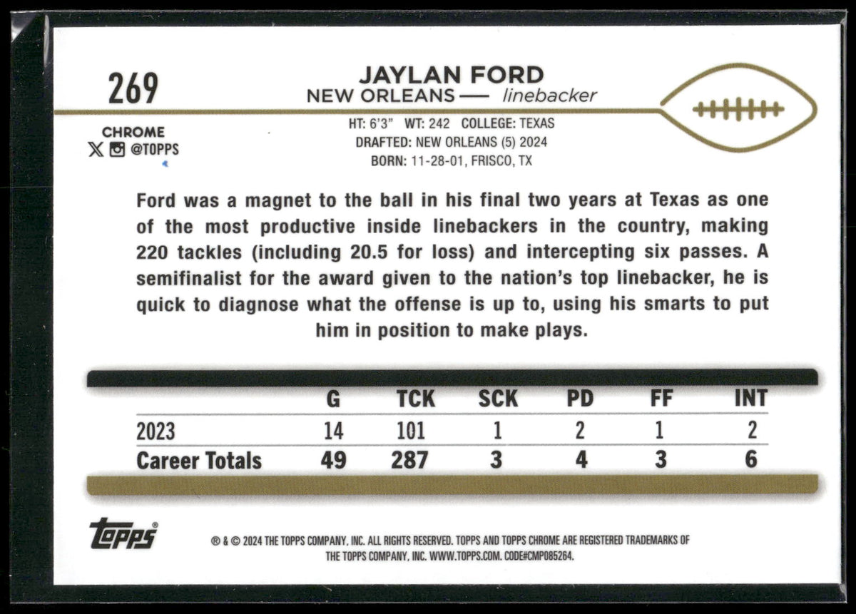 2024 Topps Chrome #269 Jaylan Ford