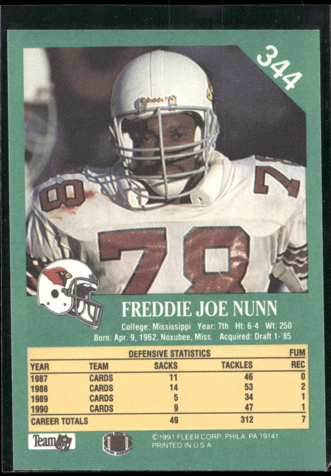 1991 Fleer #344 Freddie Joe Nunn