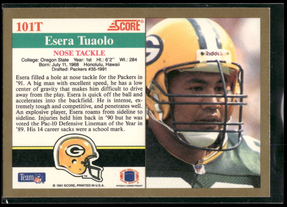 1991 Score Supplemental #101T Esera Tuaolo
