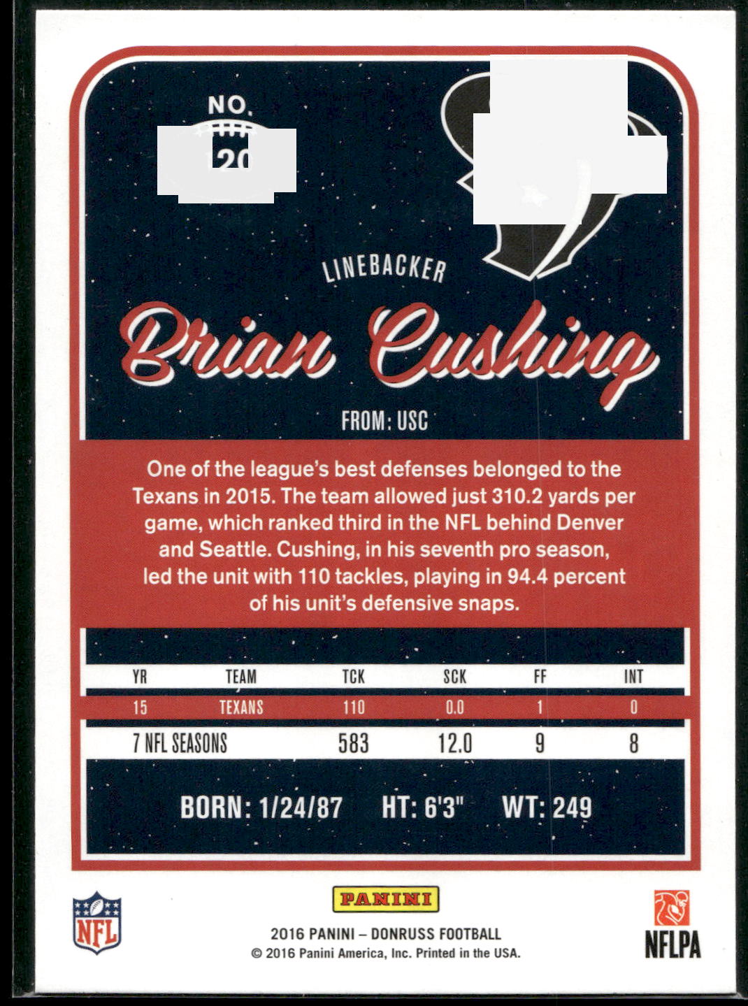 2016 Donruss #120 Brian Cushing