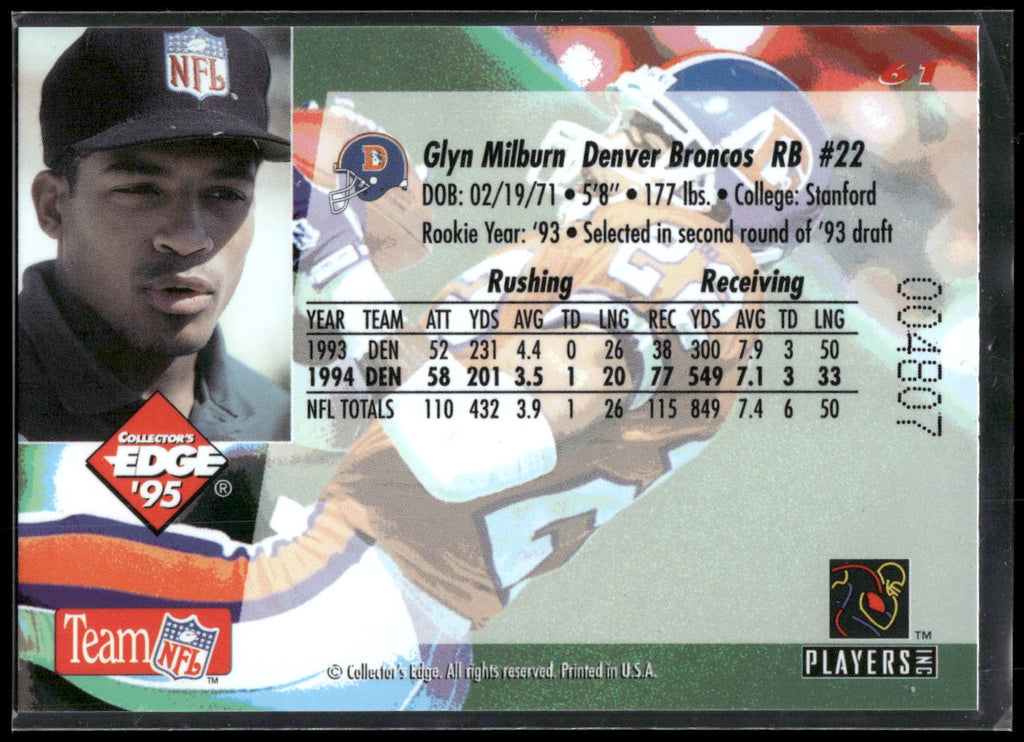 1995 Collector's Edge #61 Glyn Milburn