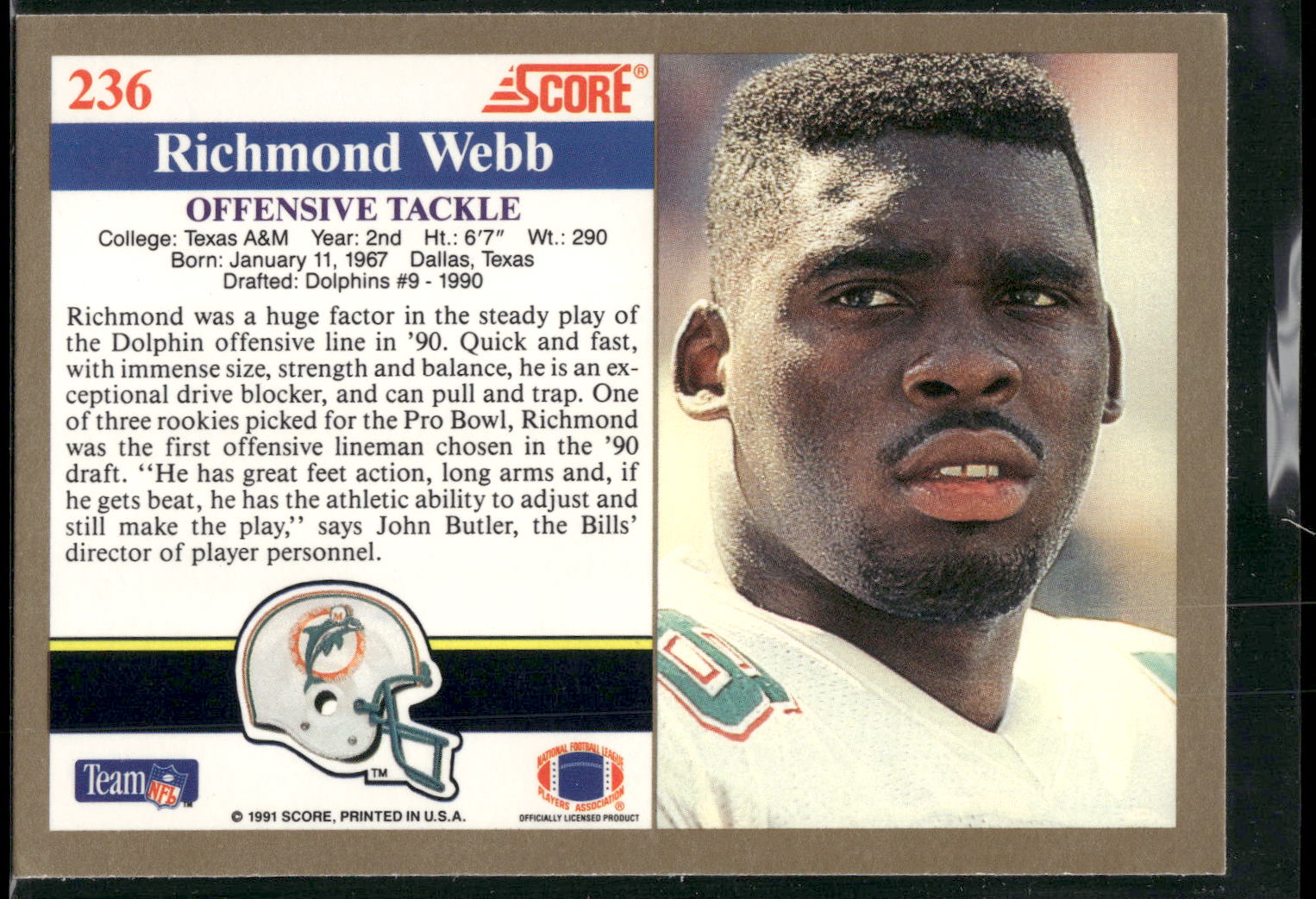 1991 Score #236 Richmond Webb