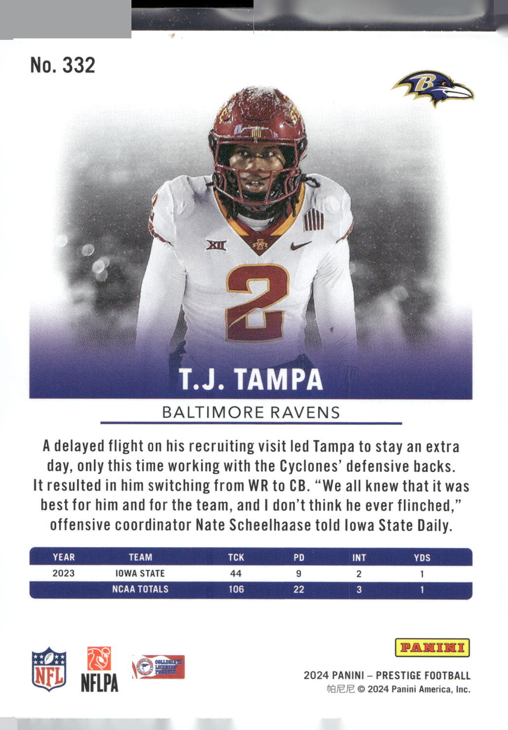 2024 Panini Prestige #332 T.J. Tampa