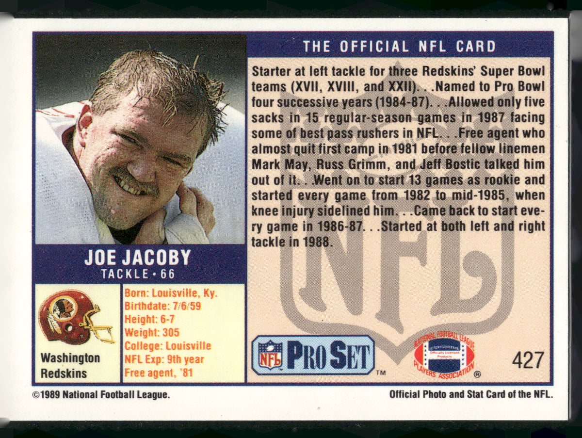 1989 Pro Set #427 Joe Jacoby