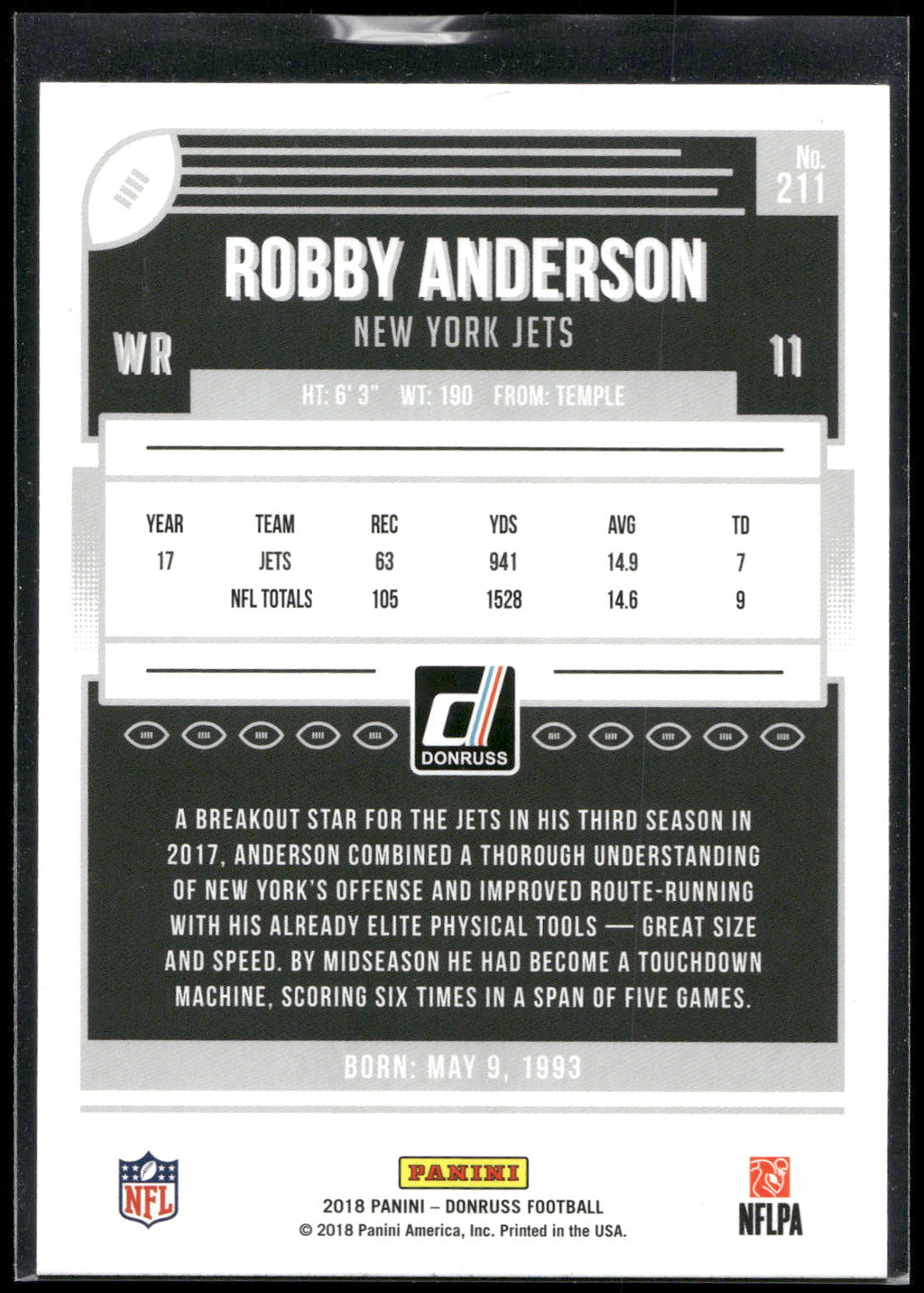 2018 Donruss #211 Robby Anderson