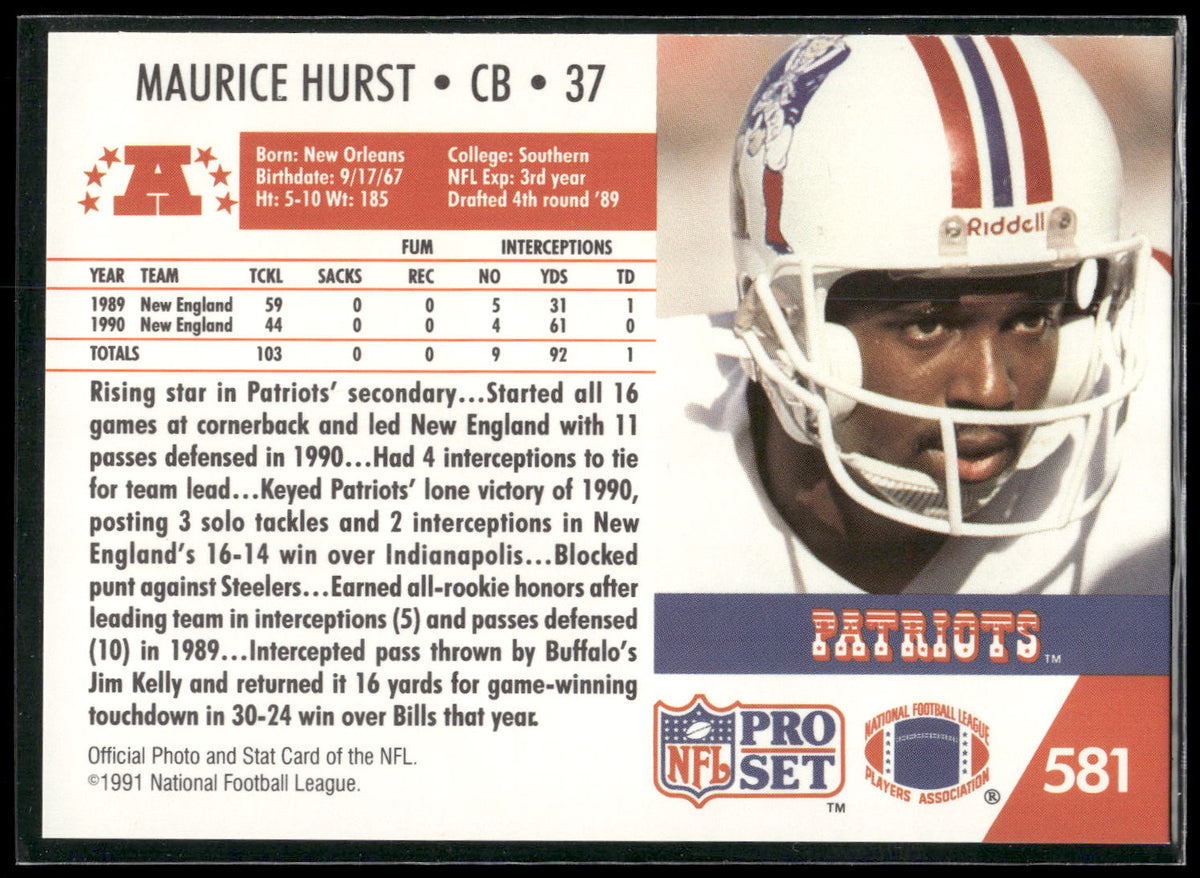 1991 Pro Set #581 Maurice Hurst