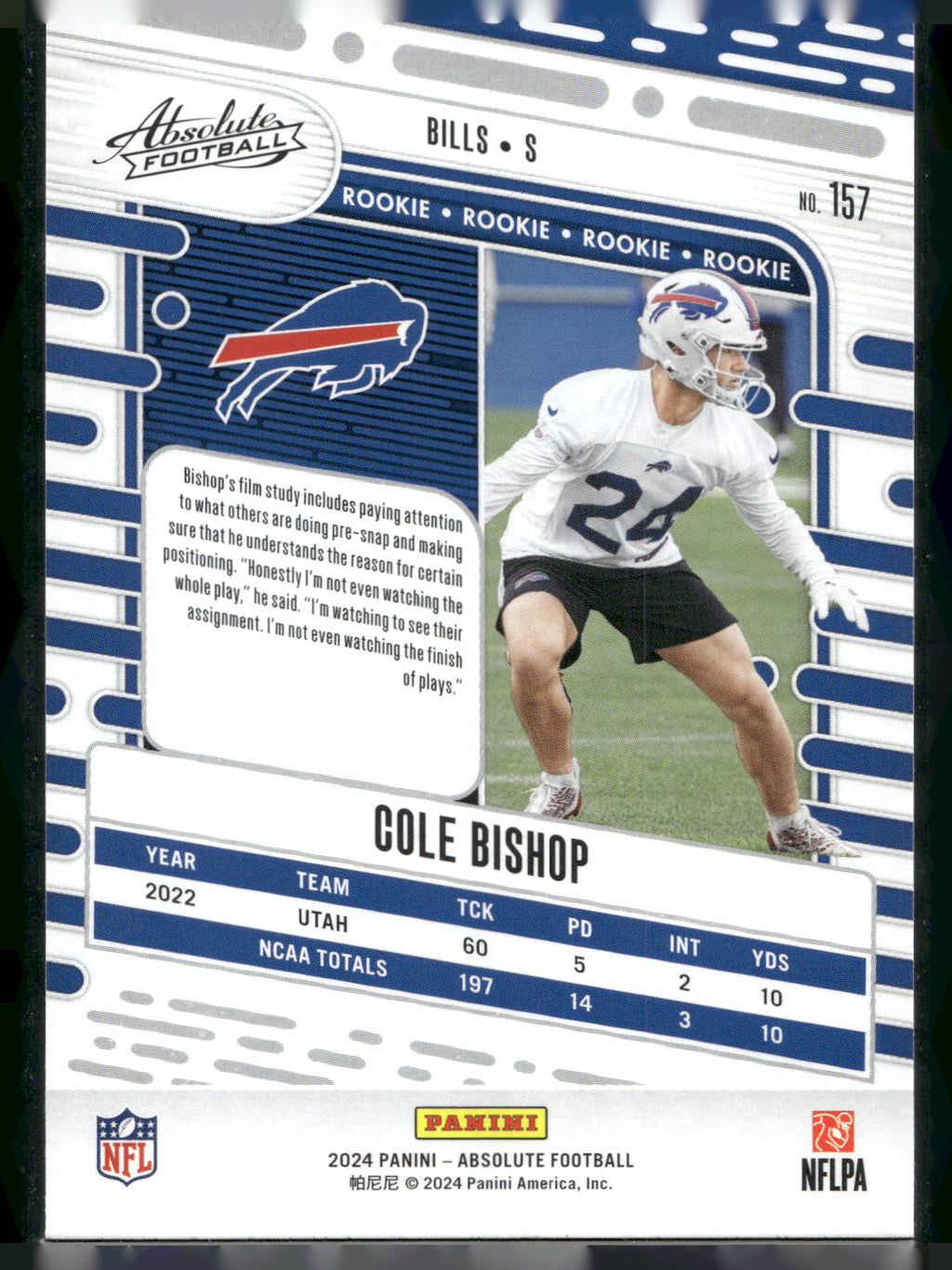 2024 Panini Absolute #157 Cole Bishop Retail
