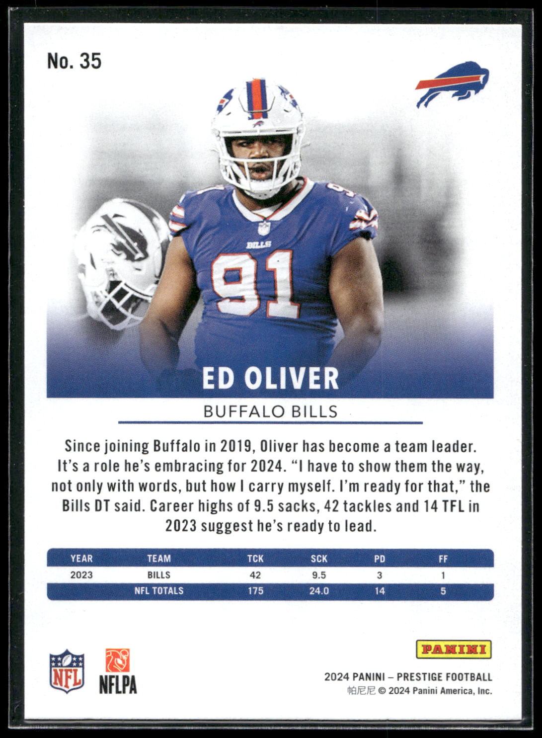 2024 Panini Prestige #35 Ed Oliver