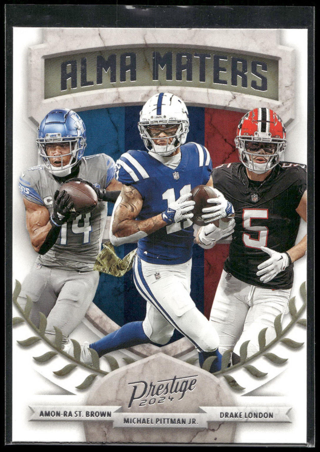 2024 Panini Prestige #1 Amon-Ra St. Brown / Michael Pittman Jr. / Drake Maters