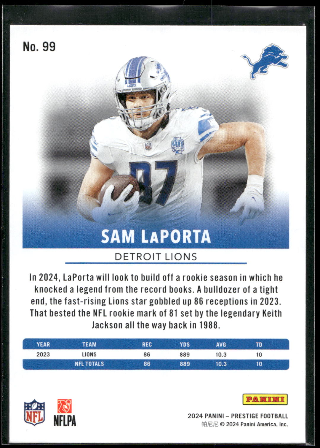 2024 Panini Prestige #99 Sam LaPorta