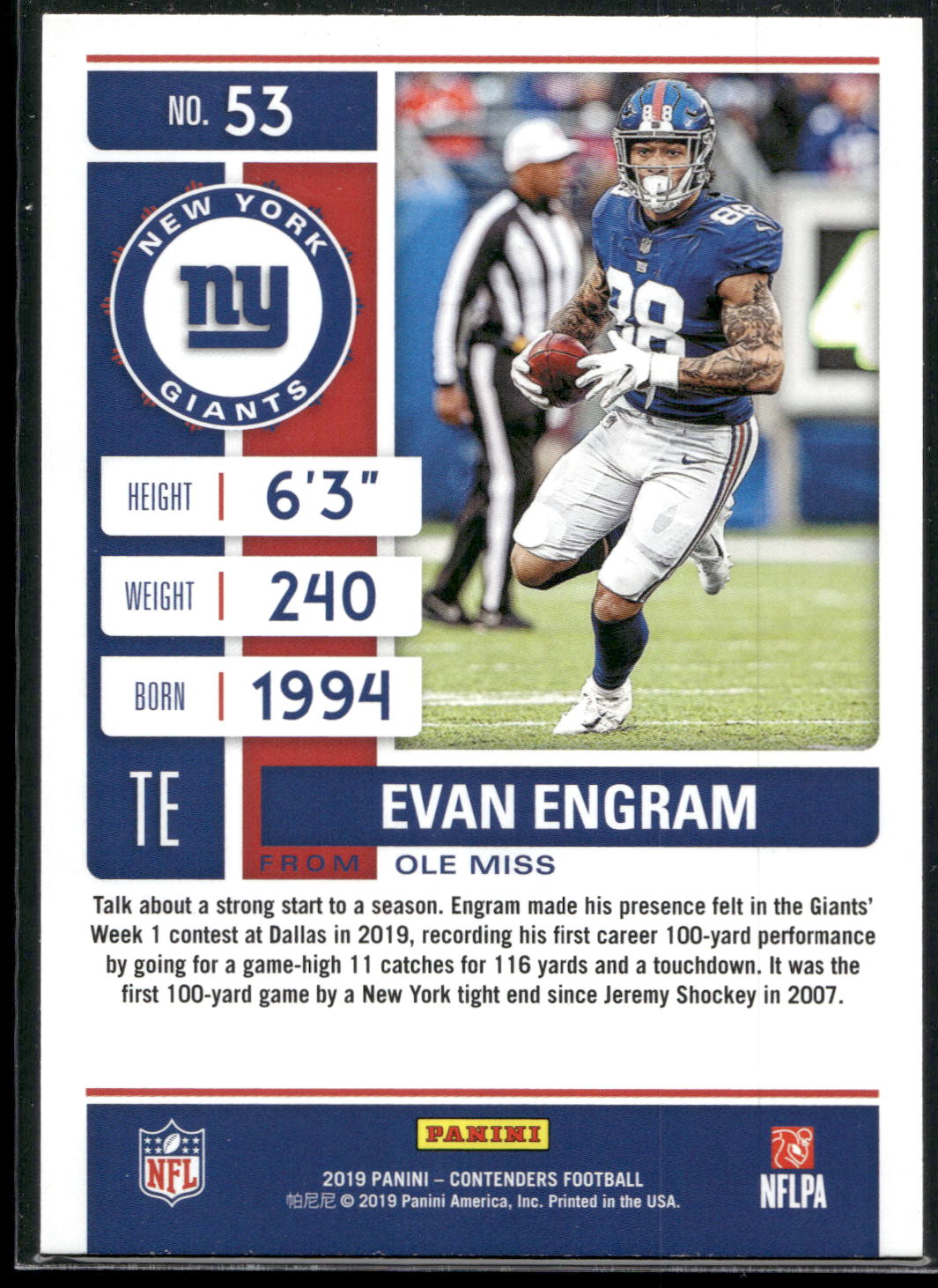 2019 Panini Contenders #53 Evan Engram