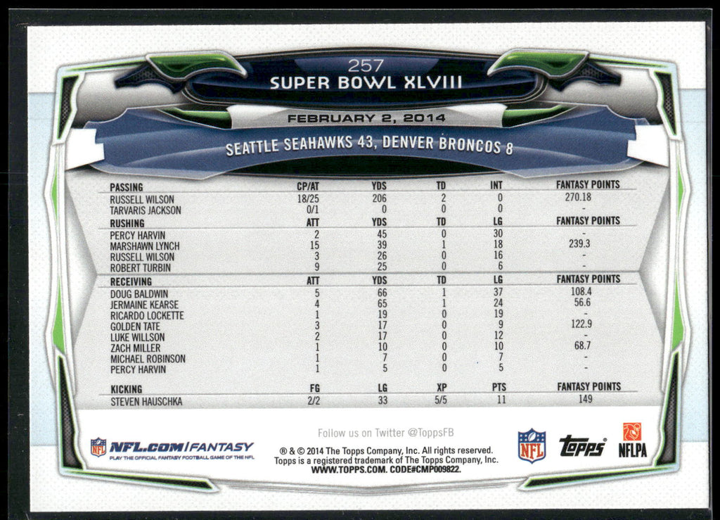 2014 Topps #257 Super Bowl XLVIII