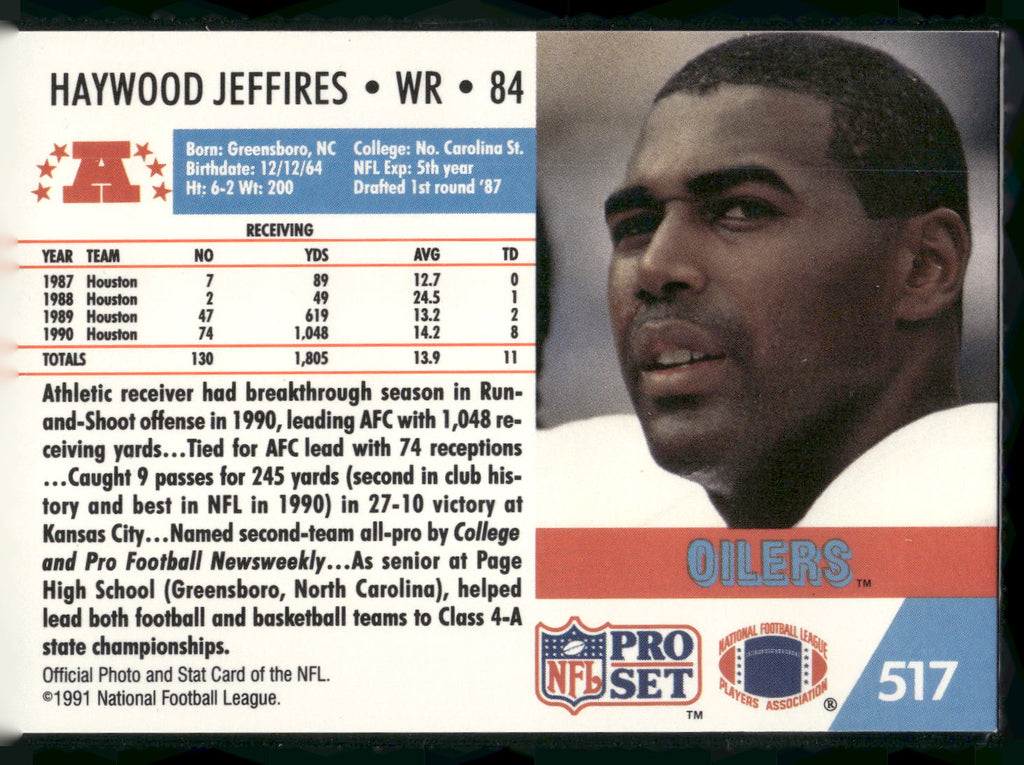 1991 Pro Set #517 Haywood Jeffires