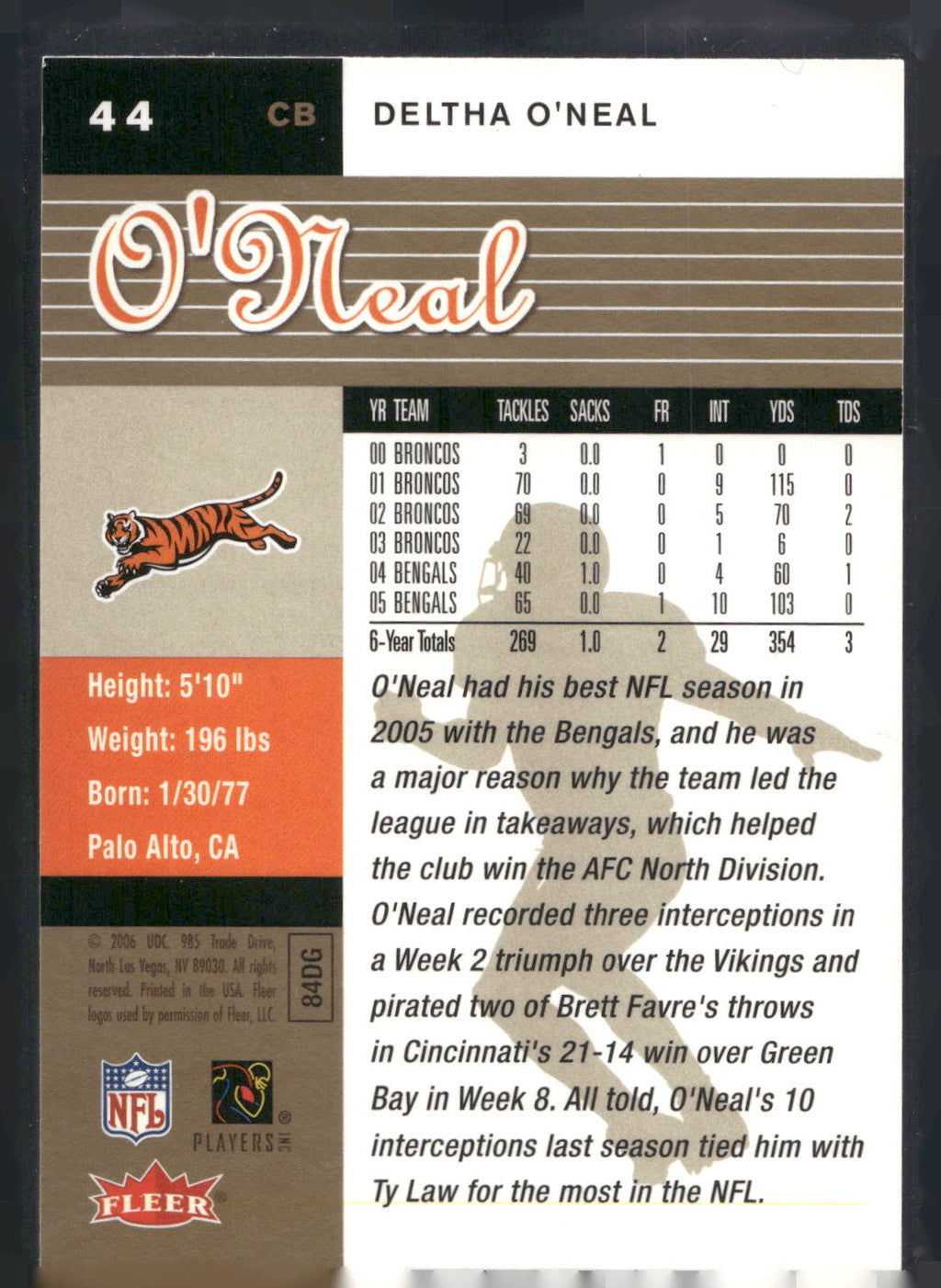 2006 Ultra #44 Deltha O'Neal