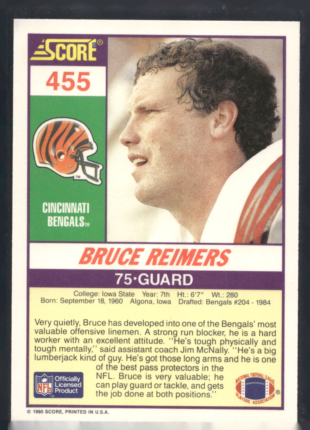 1990 Score #455 Bruce Reimers
