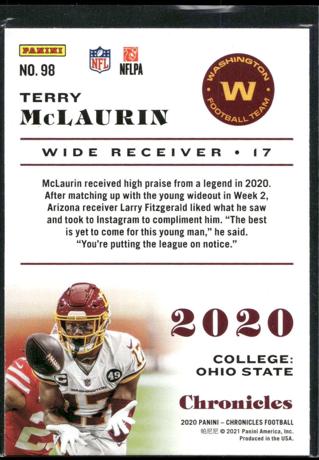2020 Panini Chronicles #98 Terry McLaurin