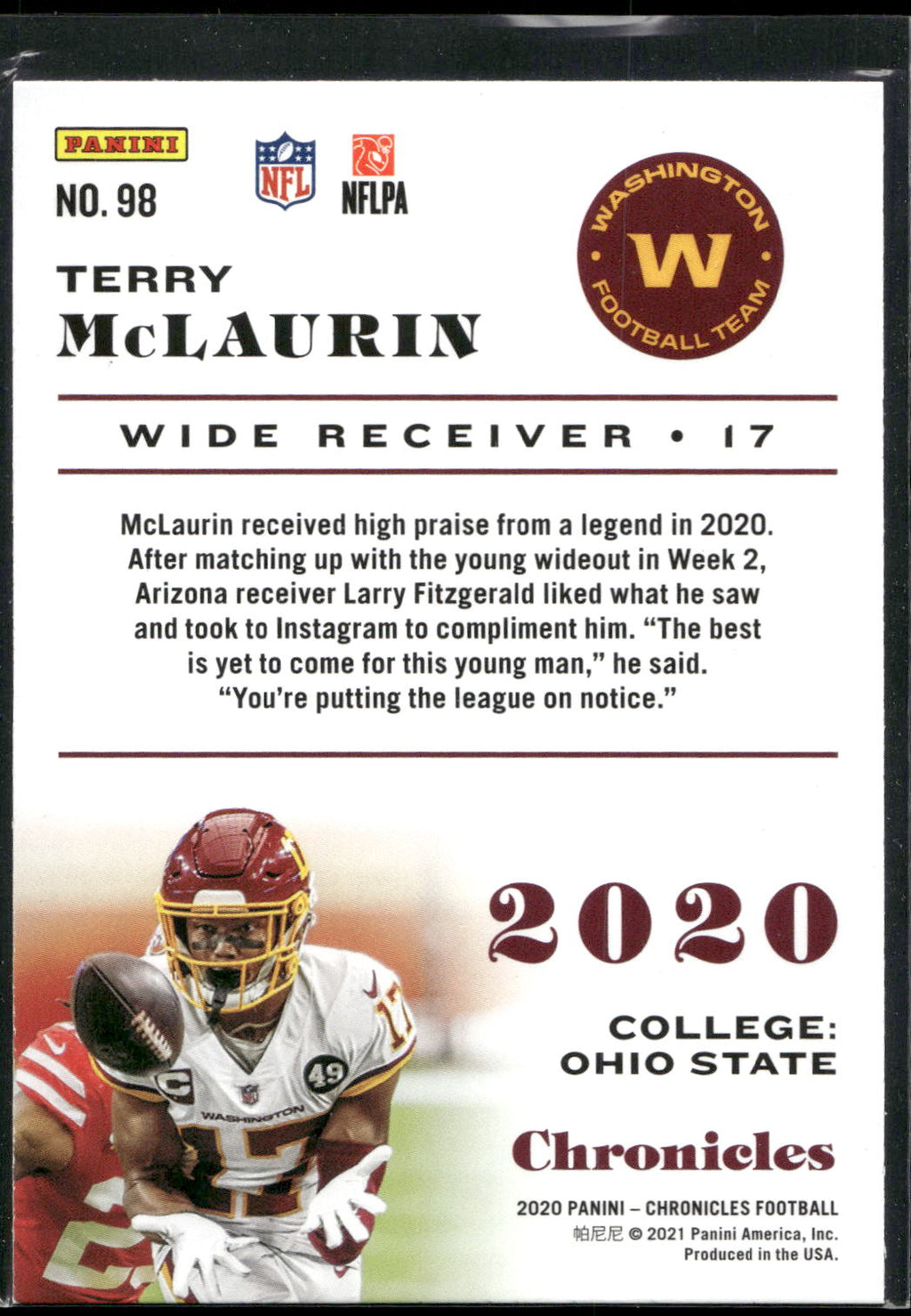 2020 Panini Chronicles #98 Terry McLaurin