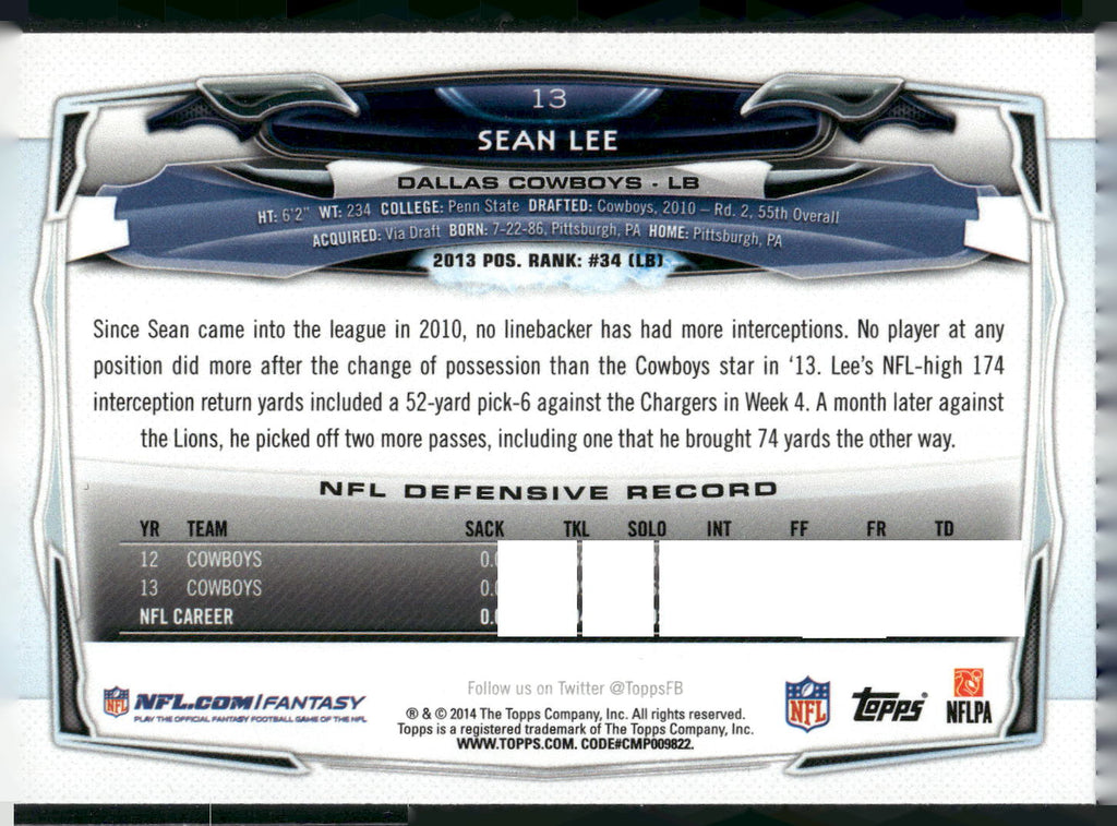 2014 Topps #13 Sean Lee