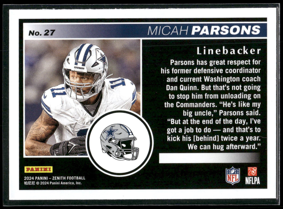 2024 Panini Zenith #27 Micah Parsons Retail