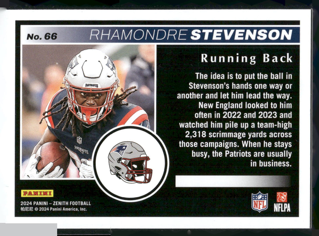 2024 Panini Zenith #66 Rhamondre Stevenson Retail