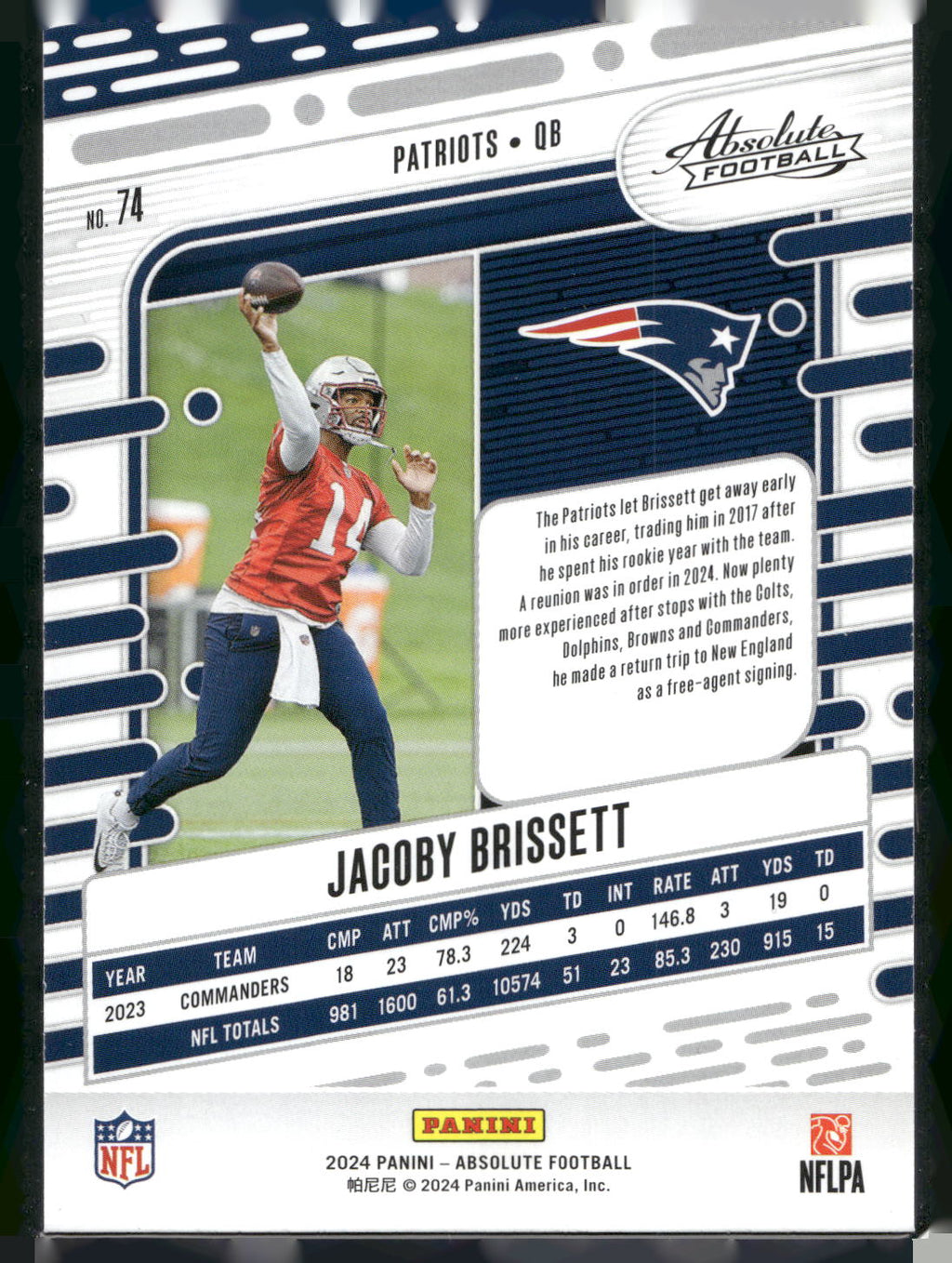 2024 Panini Absolute #74 Jacoby Brissett Retail