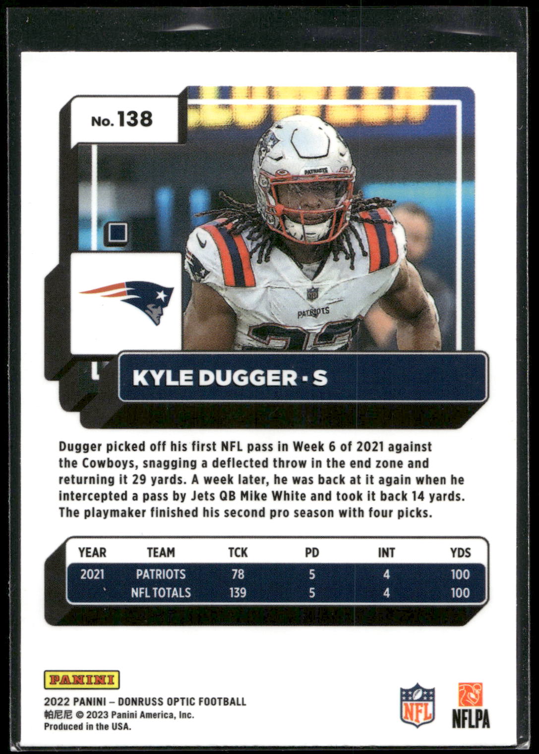 2022 Donruss Optic #138 Kyle Dugger