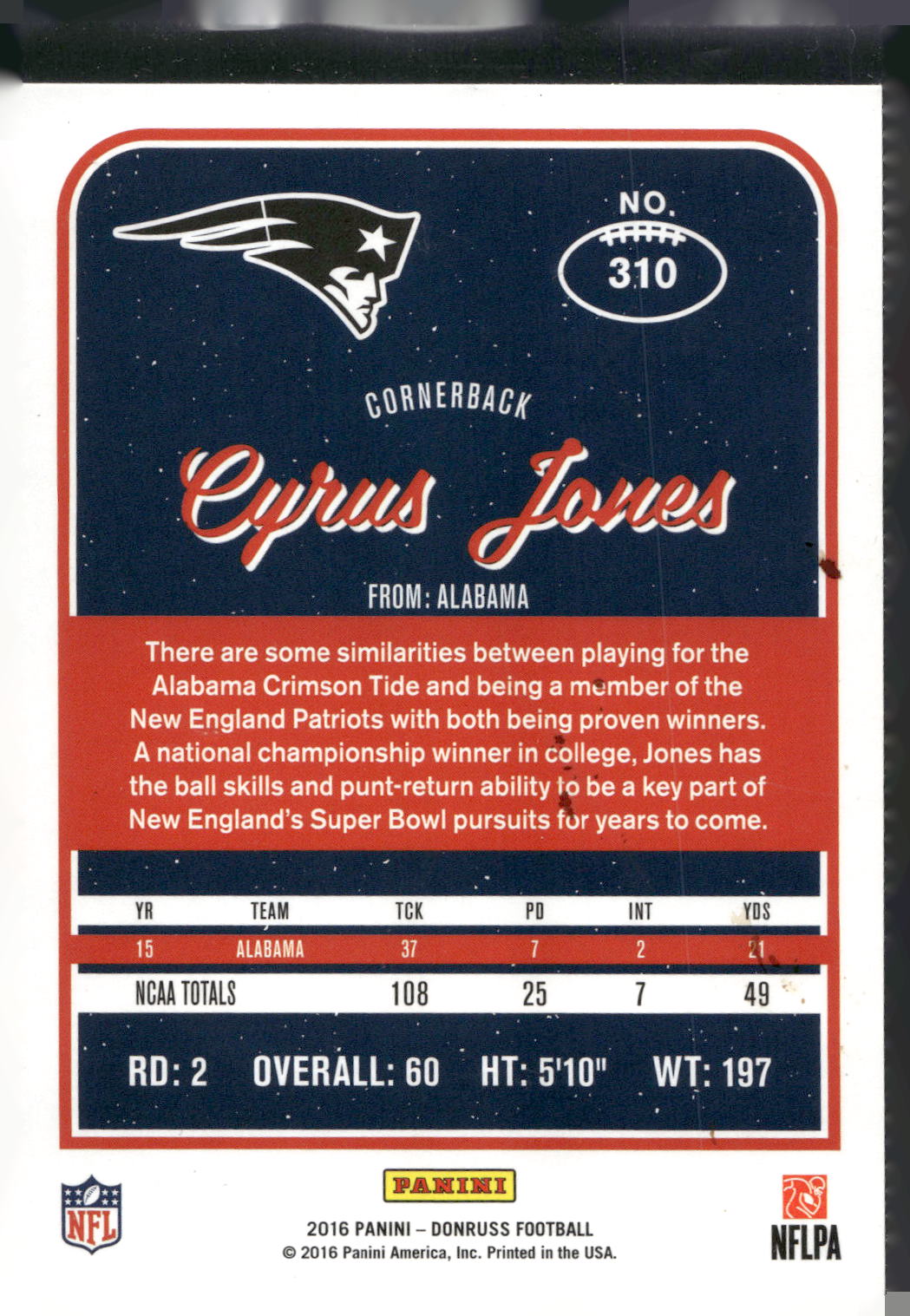 2016 Donruss #310 Cyrus Jones
