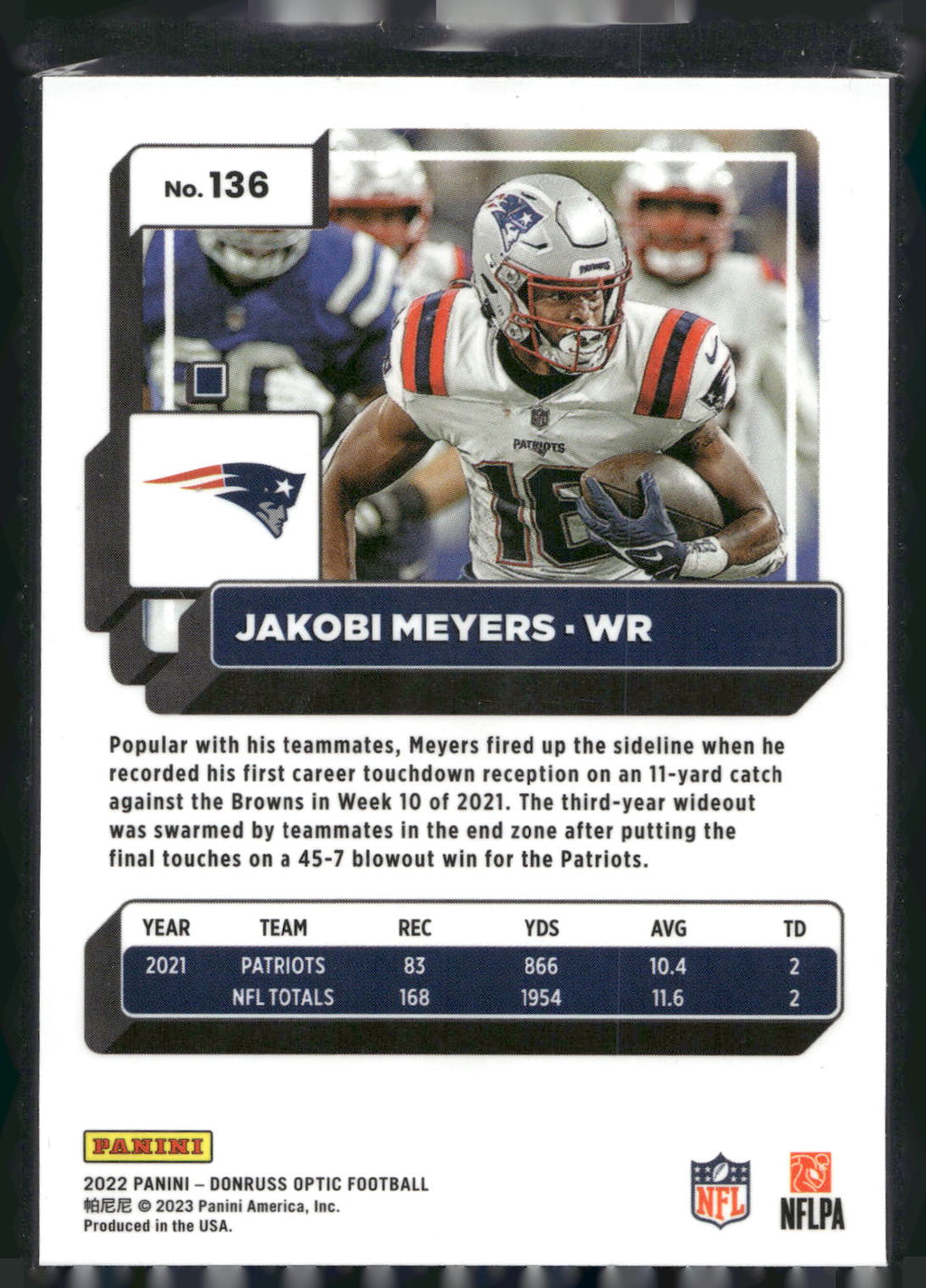 2022 Donruss Optic #136 Jakobi Meyers
