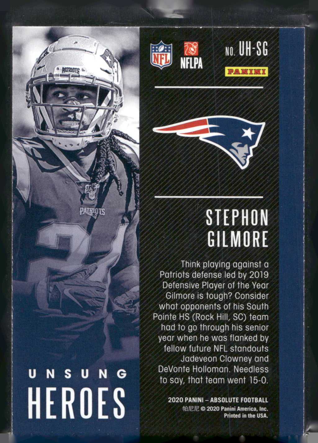 2020 Panini Absolute #UH-SG Stephon Gilmore Unsung Heroes