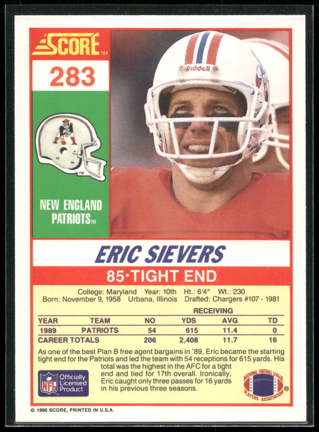1990 Score #283 Eric Sievers