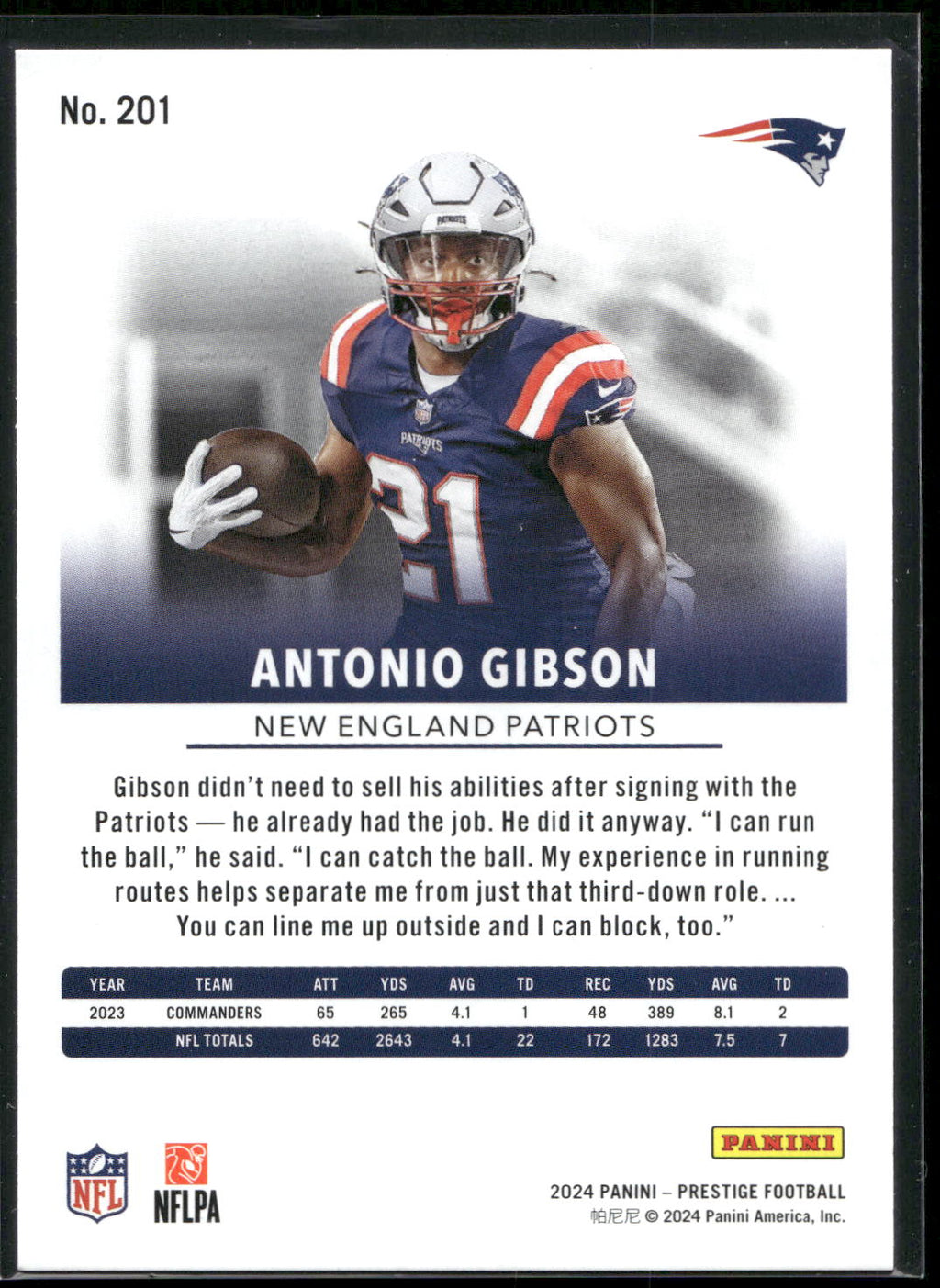 2024 Panini Prestige #201 Antonio Gibson