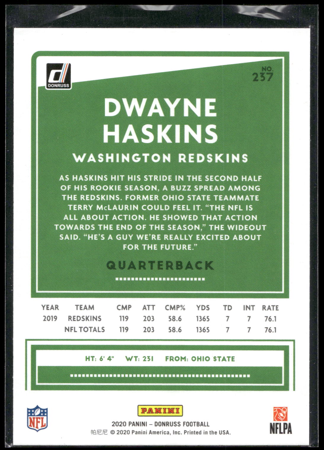 2020 Donruss #237 Dwayne Haskins