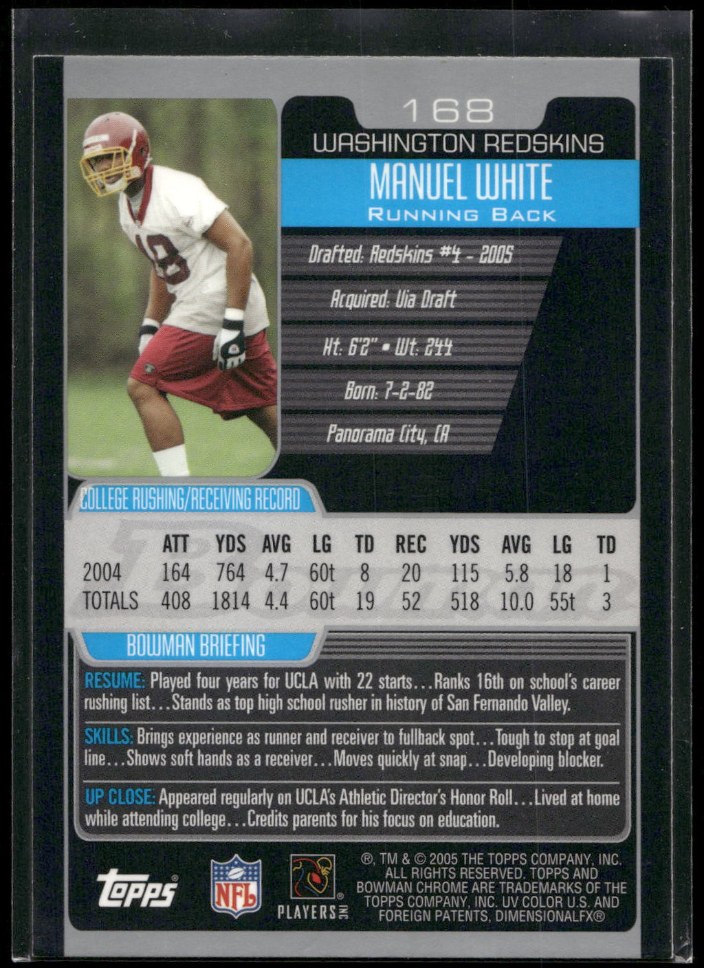 2005 Bowman Chrome #168 Manuel White