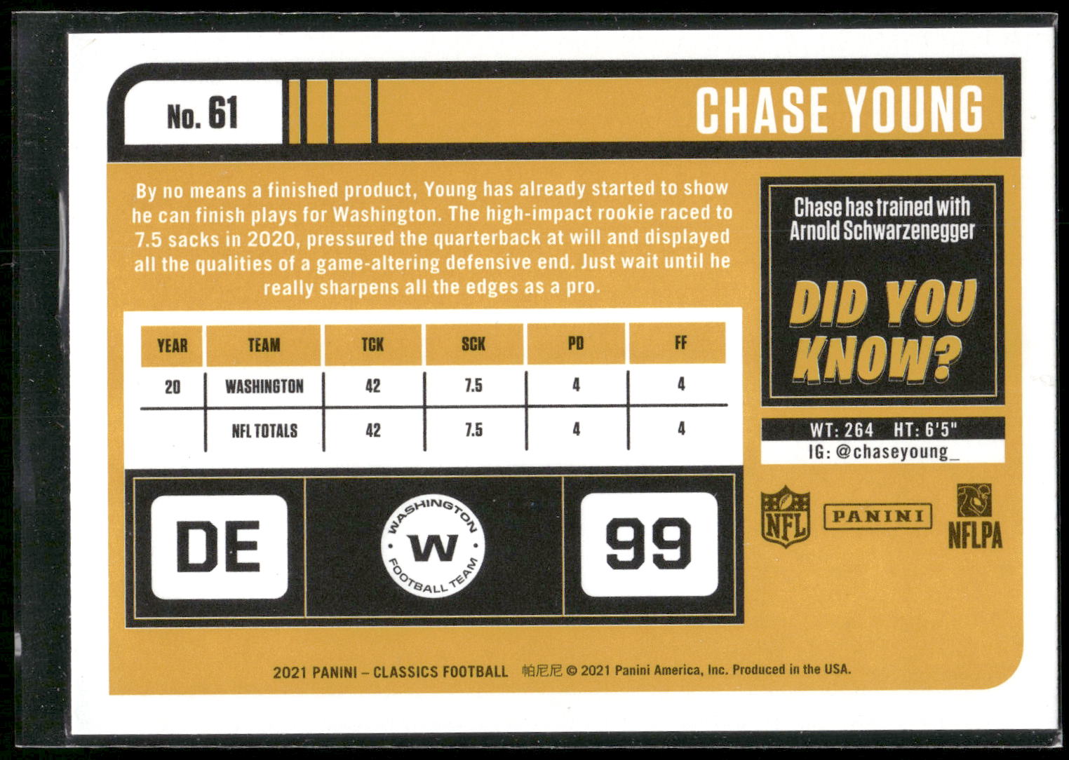 2021 Panini Classics #61 Chase Young