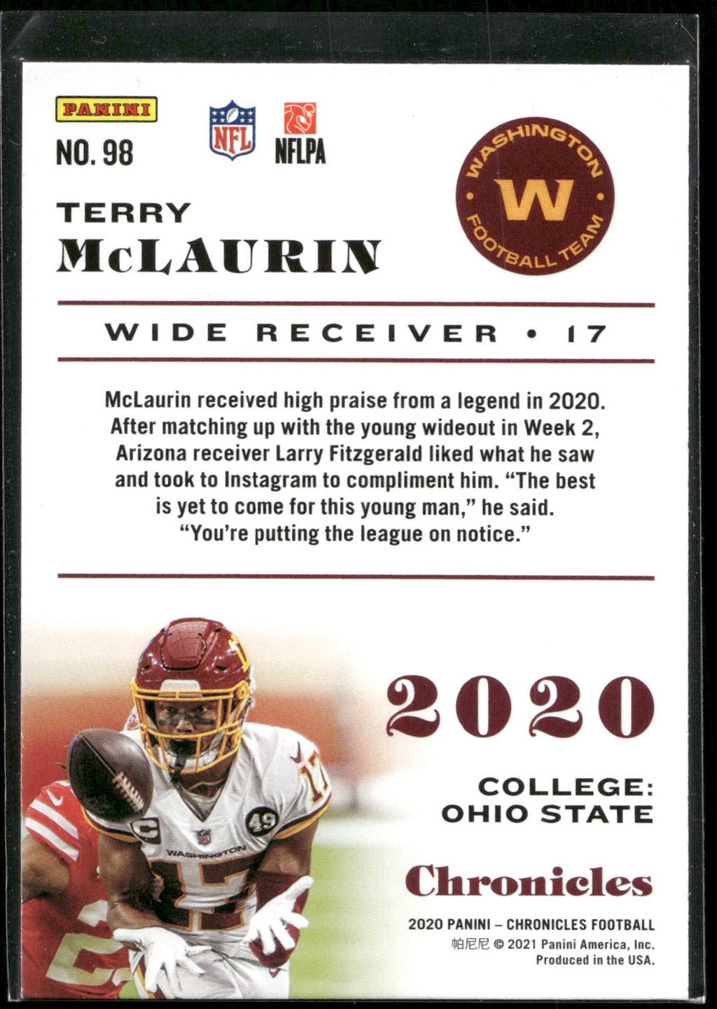 2020 Panini Chronicles #98 Terry McLaurin