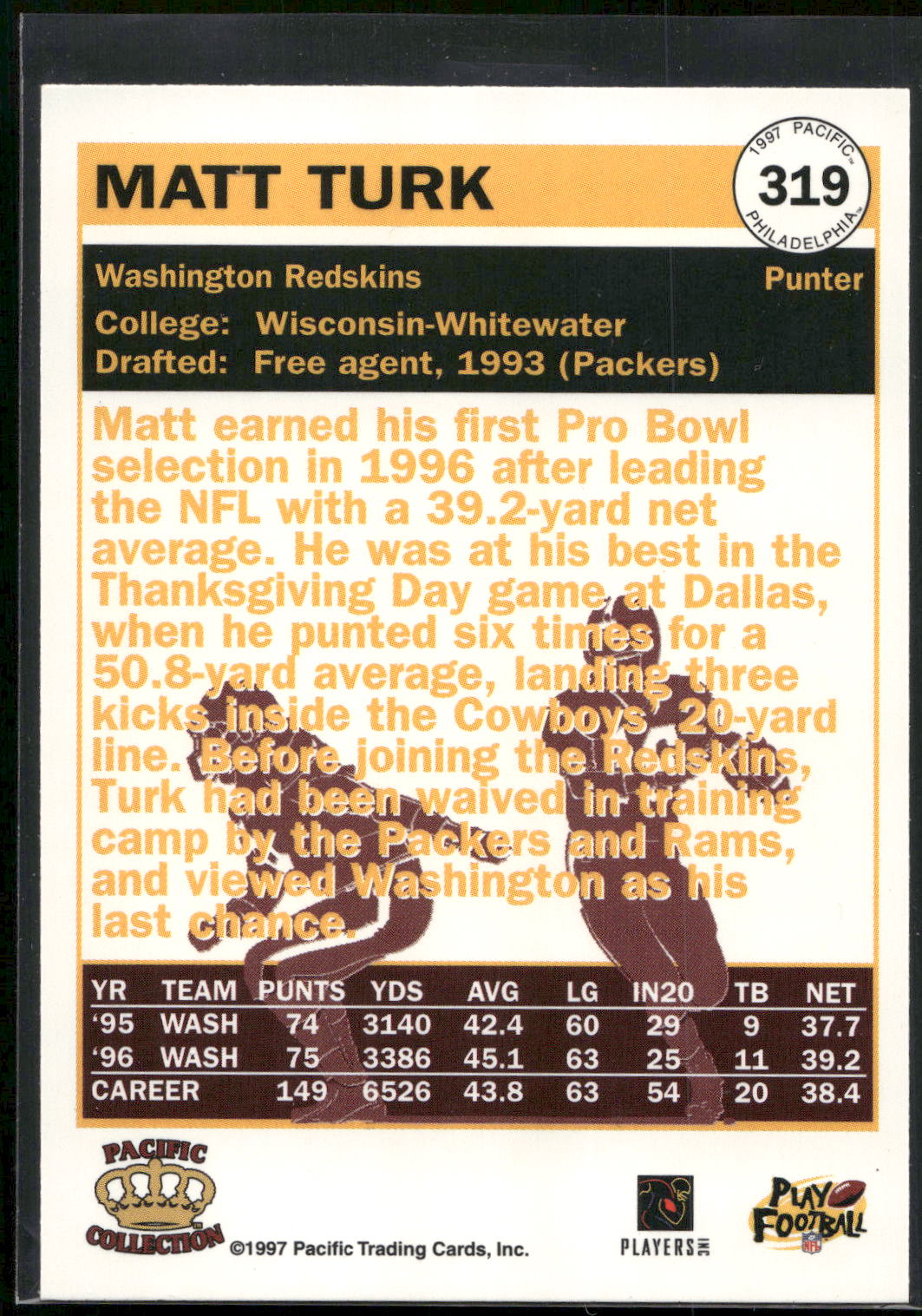 1997 Pacific Philadelphia #319 Matt Turk
