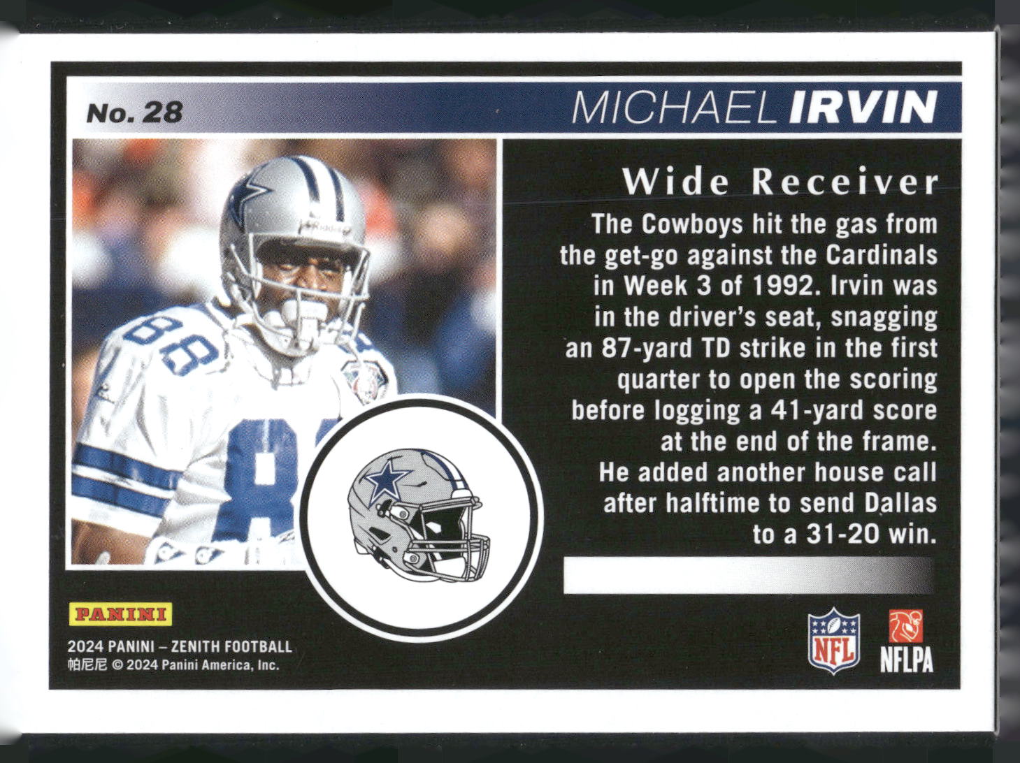 2024 Panini Zenith #28 Michael Irvin Retail
