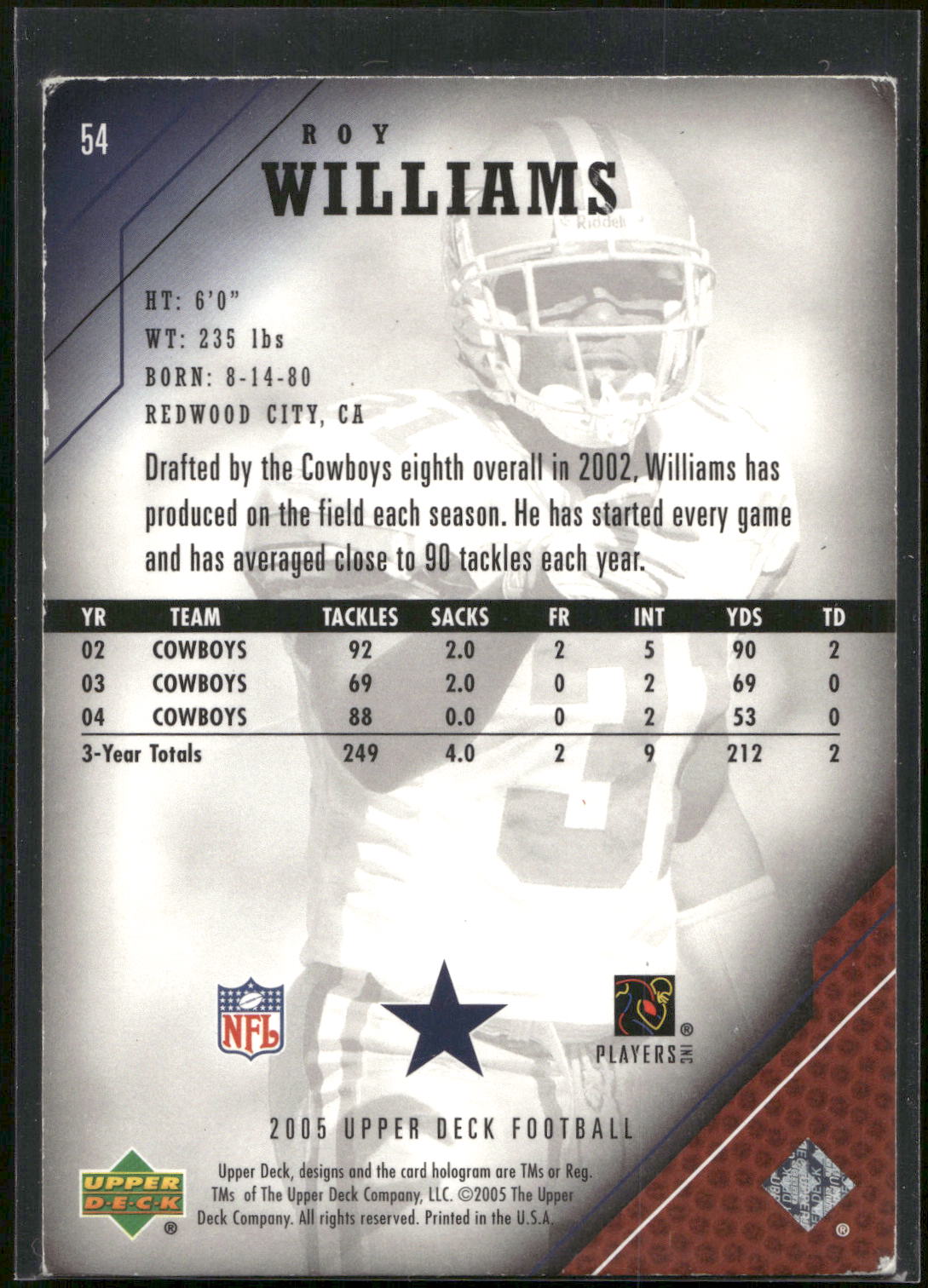 2005 Upper Deck #54 Roy Williams