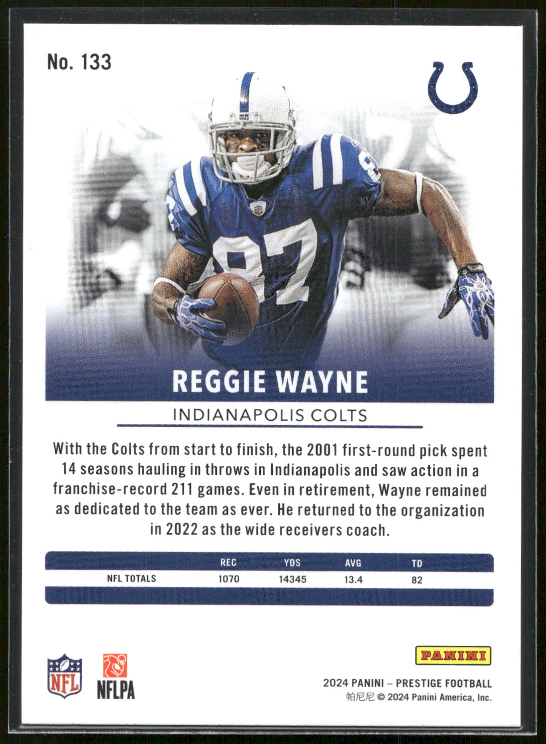 2024 Panini Prestige #133 Reggie Wayne