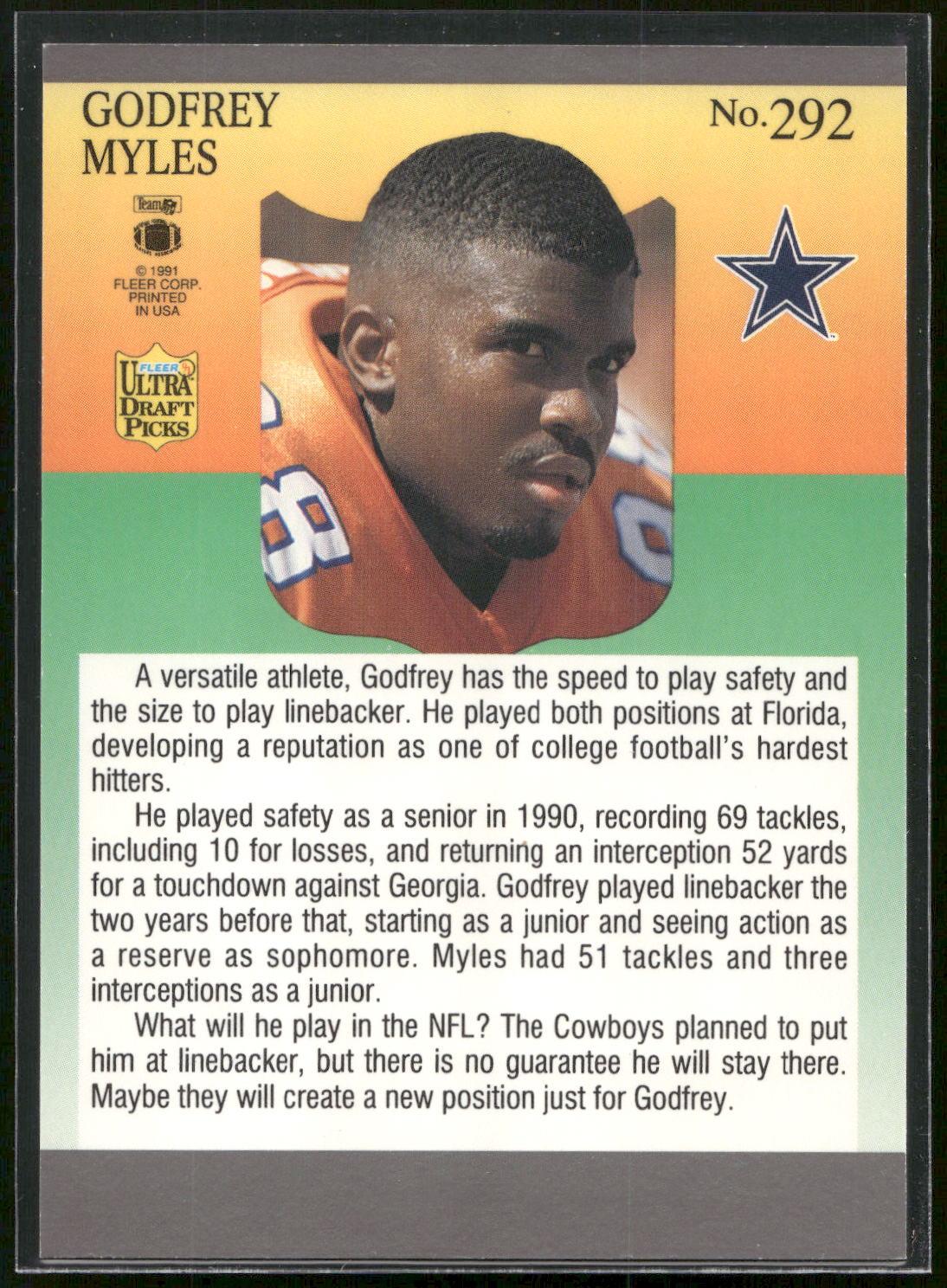 1991 Ultra #292 Godfrey Myles