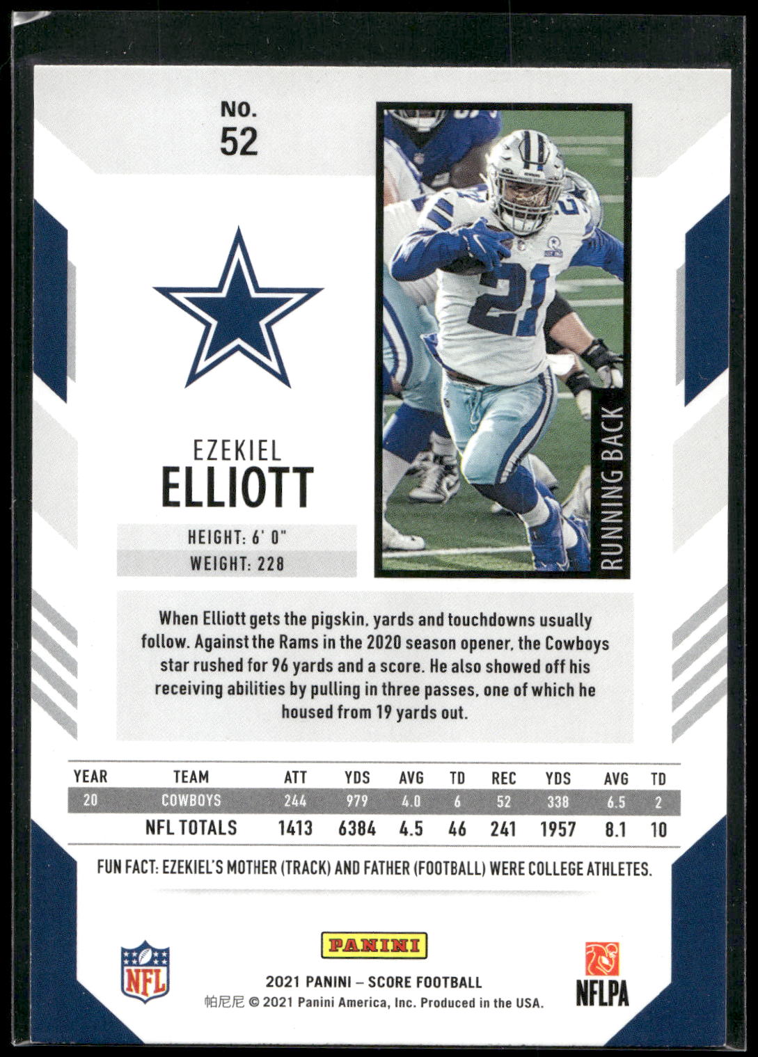 2021 Score #52 Ezekiel Elliott