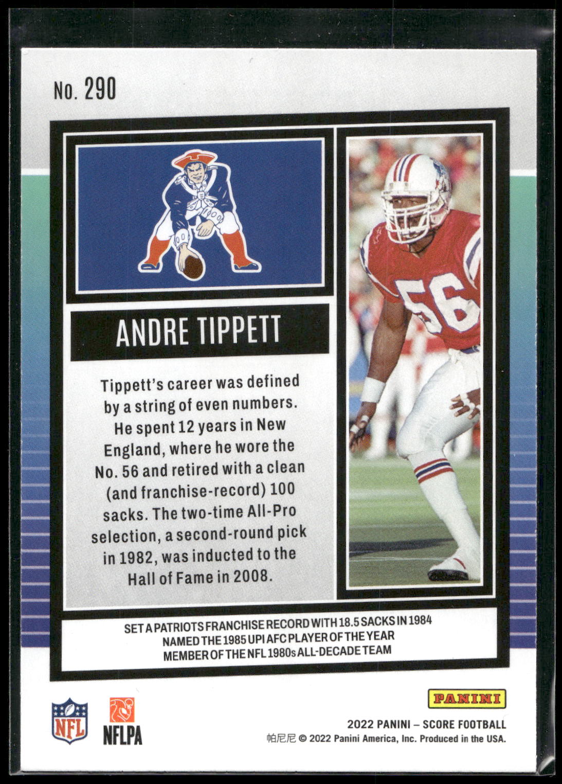 2022 Score #290 Andre Tippett