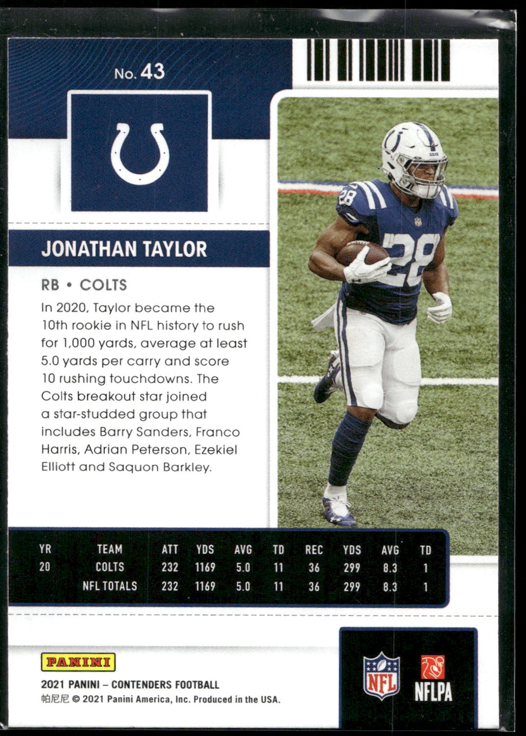 2021 Panini Contenders #43 Jonathan Taylor