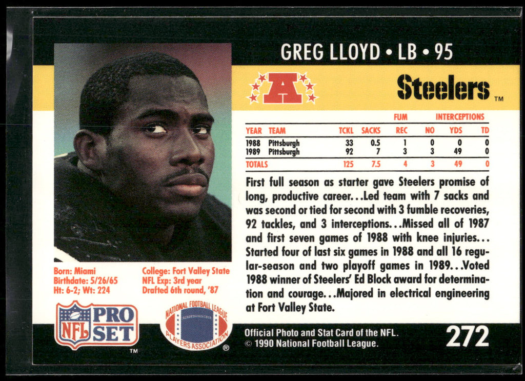 1990 Pro Set #272 Greg Lloyd