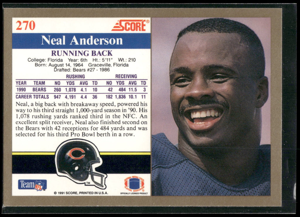 1991 Score #270 Neal Anderson