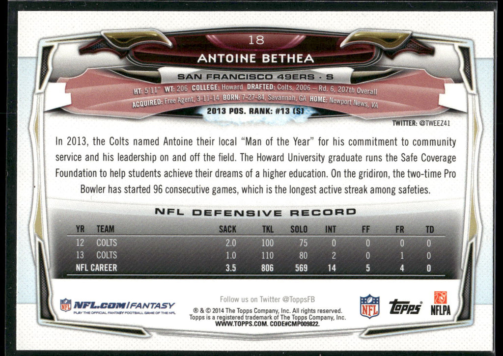 2014 Topps #18 Antoine Bethea