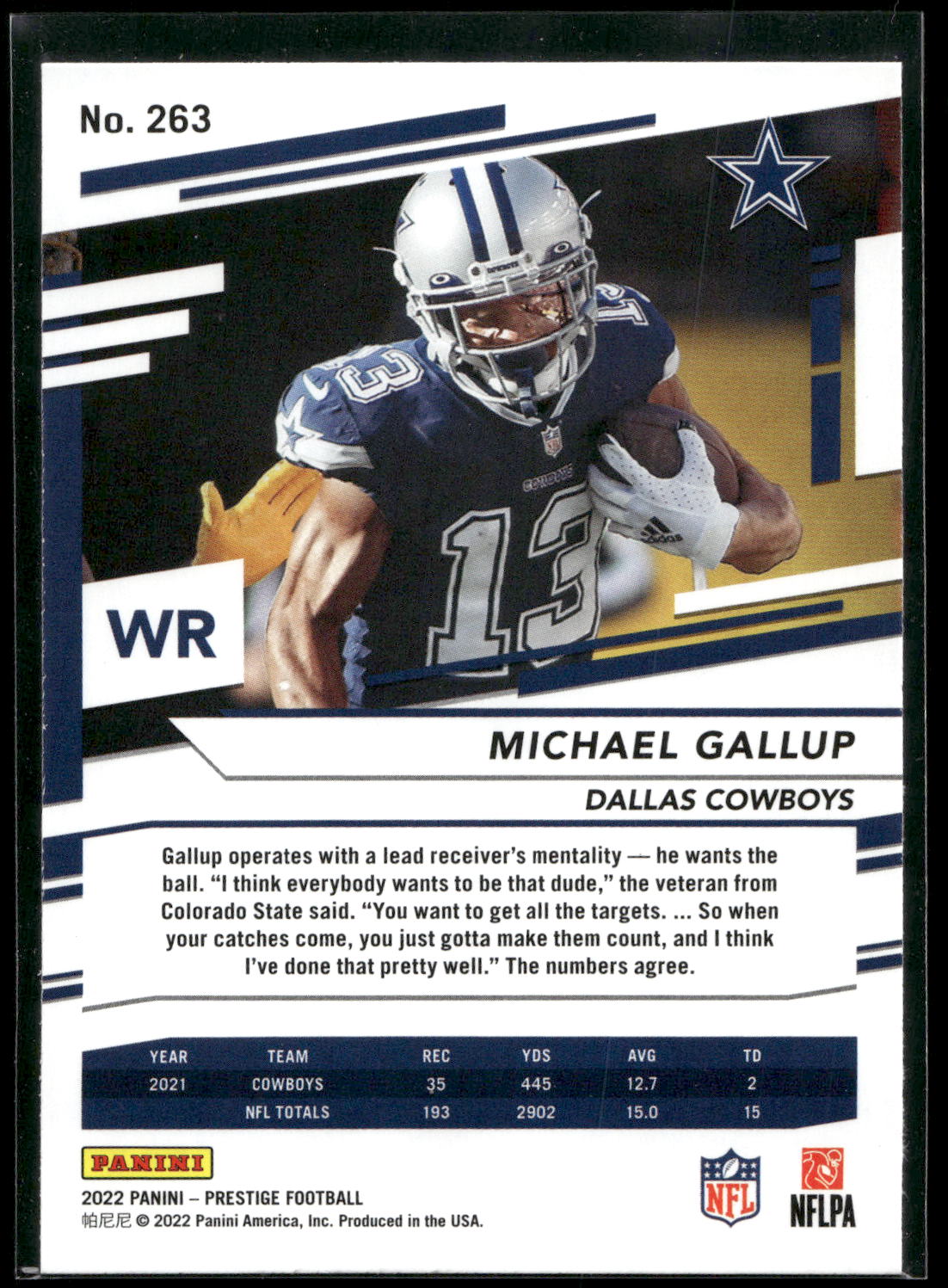 2022 Panini Prestige #263 Michael Gallup